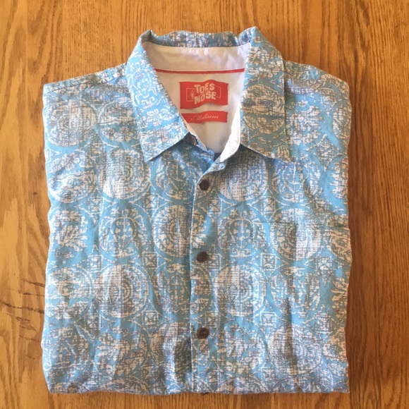 Toes on the Nose Other - EUC Linen & Cotton Floral Blue Hawaiian Shirt | M